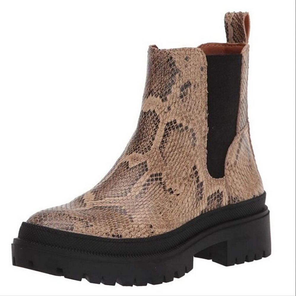 Lucky Brand "Emali" Lug Leather Chelsea Boot Snakeskin | Women's Size 9.5